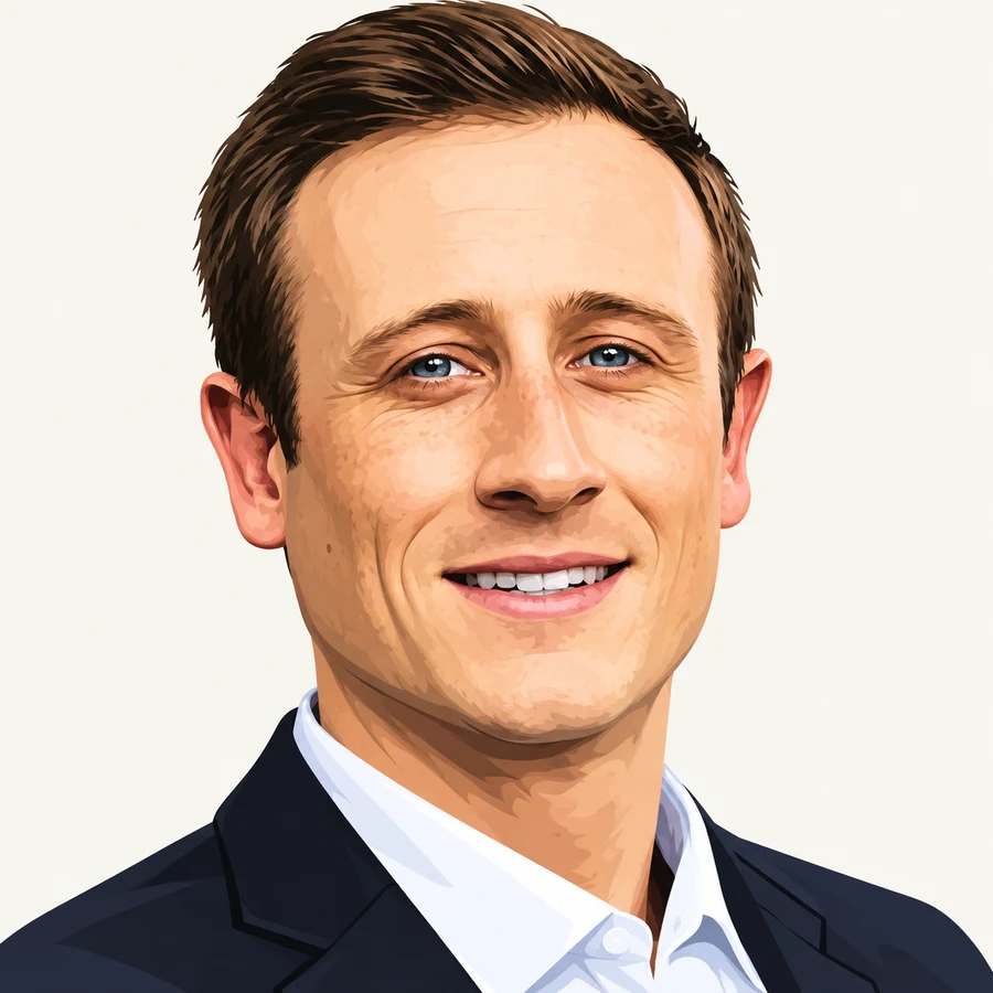 Illustrated portrait of MacCullagh Corcoran, founder of Mac Ave Creative